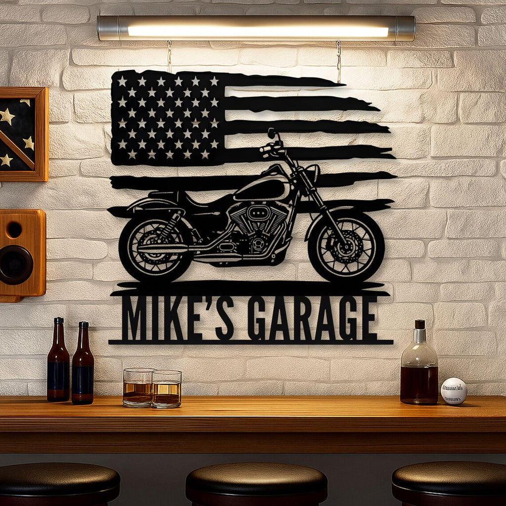 Personalized Harley Davidson Garage Sign: Custom Metal Bike sign