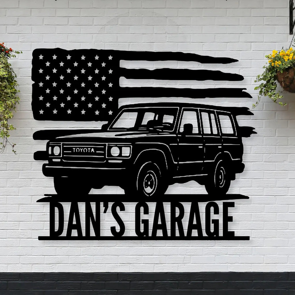 Personalized Toyota Land Cruiser Garage Sign - Custom Metal Car Sign