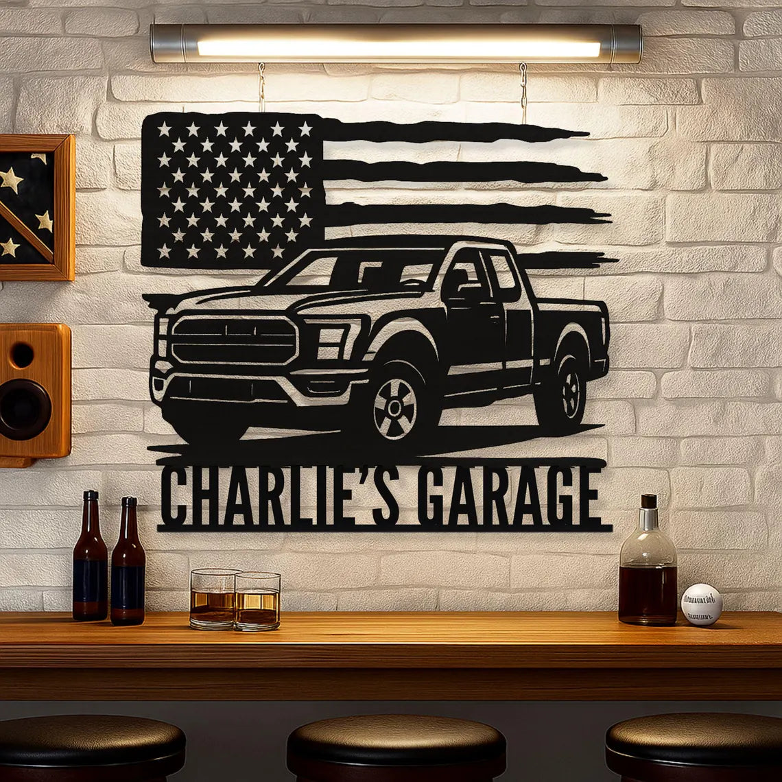 Personalized Ford F150 Garage Sign: Custom Metal Car Art, Man Cave Decor