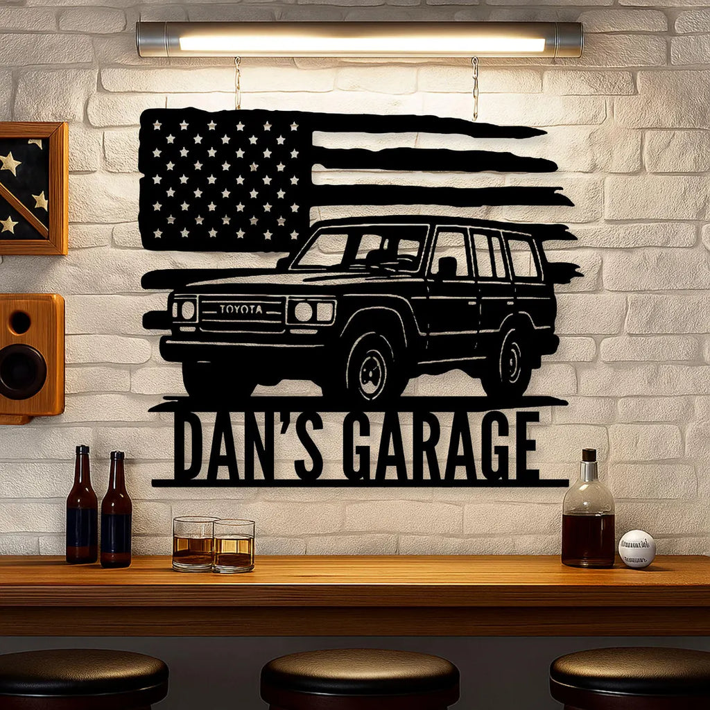 Personalized Toyota Land Cruiser Garage Sign - Custom Metal Car Sign