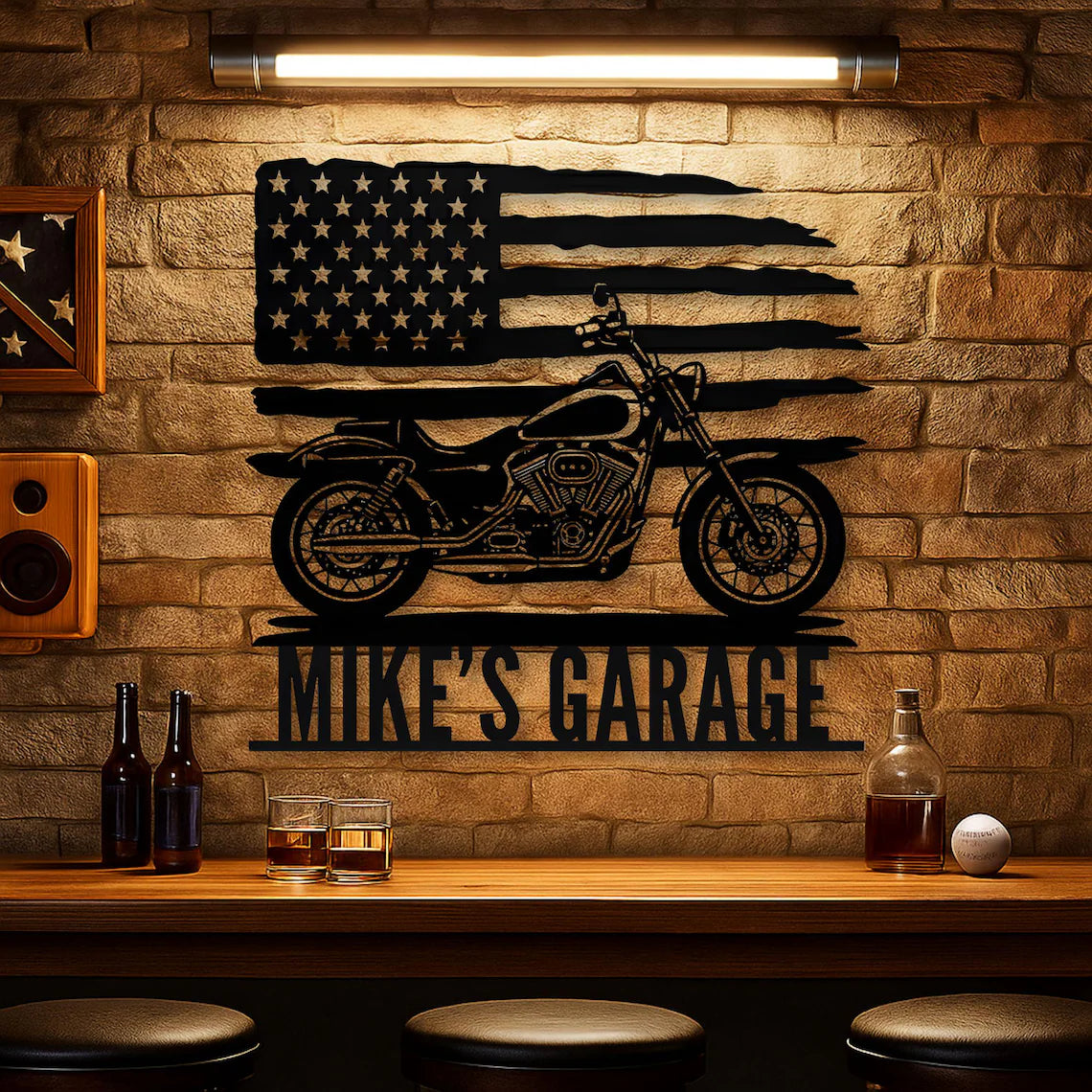 Personalized Harley Davidson Garage Sign: Custom Metal Bike sign