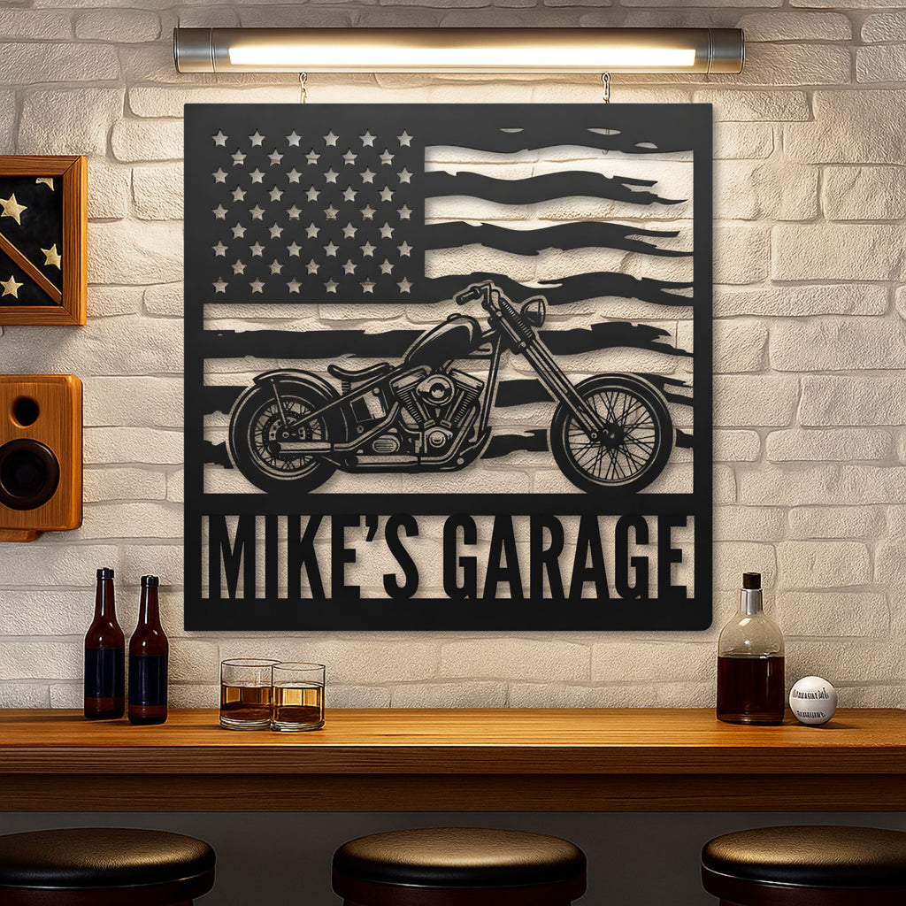 Personalized Bobber Bike Garage Sign: Custom Metal Bobber Bike Art