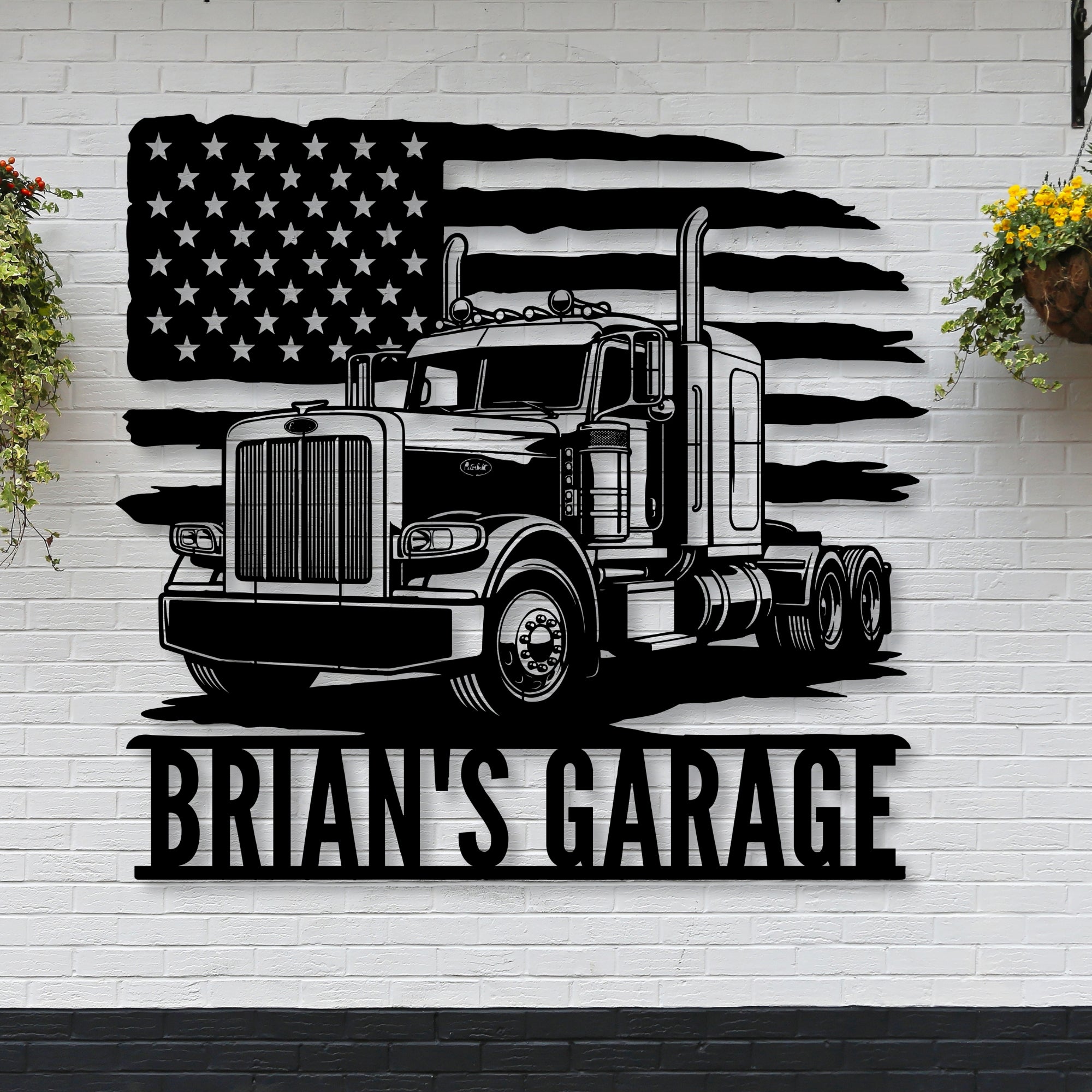 Personalized Peterbilt Garage Sign: Custom Metal truck sign