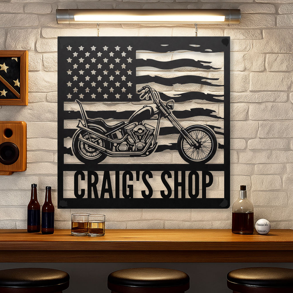 Personalized Chopper Bike Garage Sign - Custom Metal Chopper Bike sign