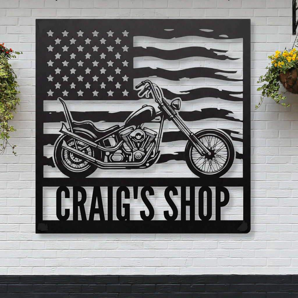 Personalized Chopper Bike Garage Sign - Custom Metal Chopper Bike sign