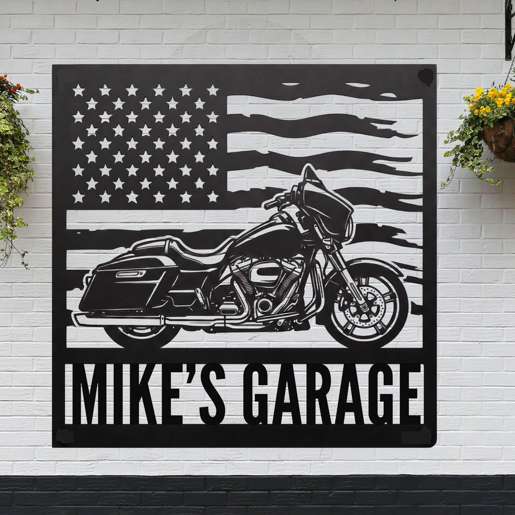 Personalized Bagger Bike Harley Davidson Garage Sign: Custom Cruiser bike Metal Sign