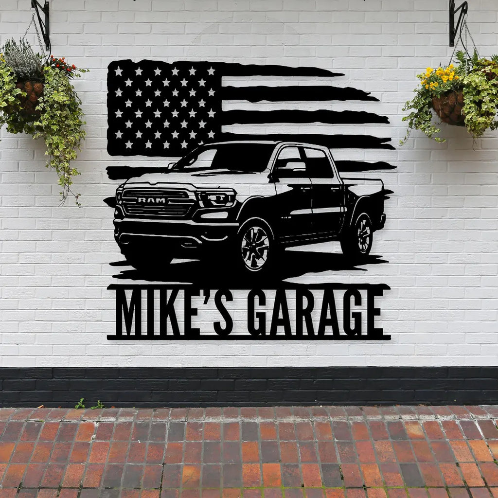 Personalized Vintage RAM Garage Sign: Custom Metal Car sign
