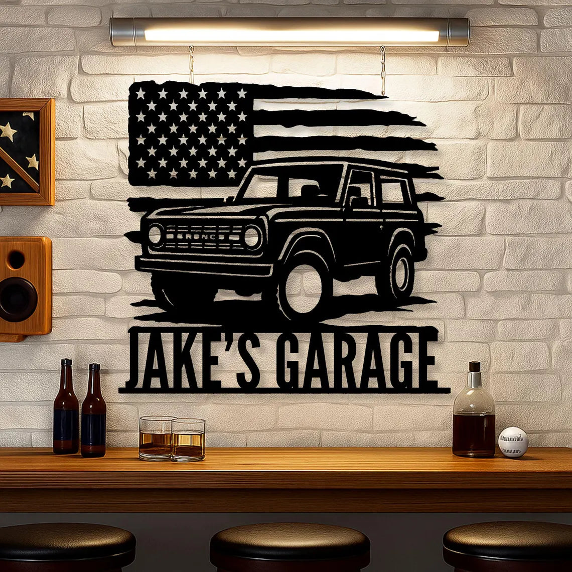 Personalized Vintage Bronco Garage Sign - Custom Bronco Sign