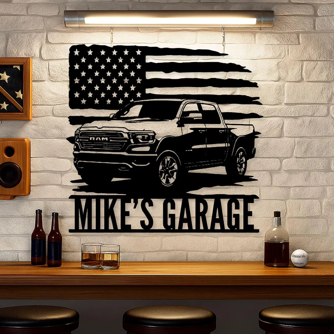 Personalized Vintage RAM Garage Sign: Custom Metal Car sign