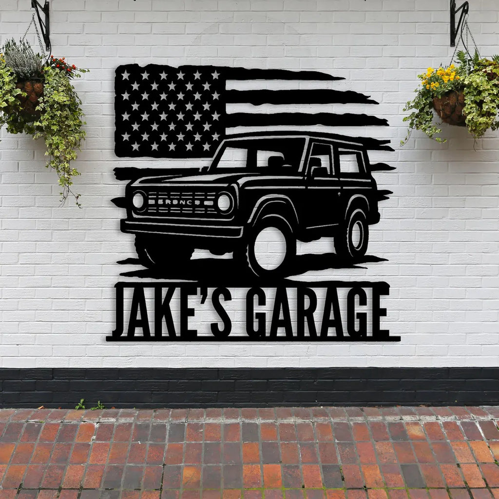 Personalized Vintage Bronco Garage Sign - Custom Bronco Sign