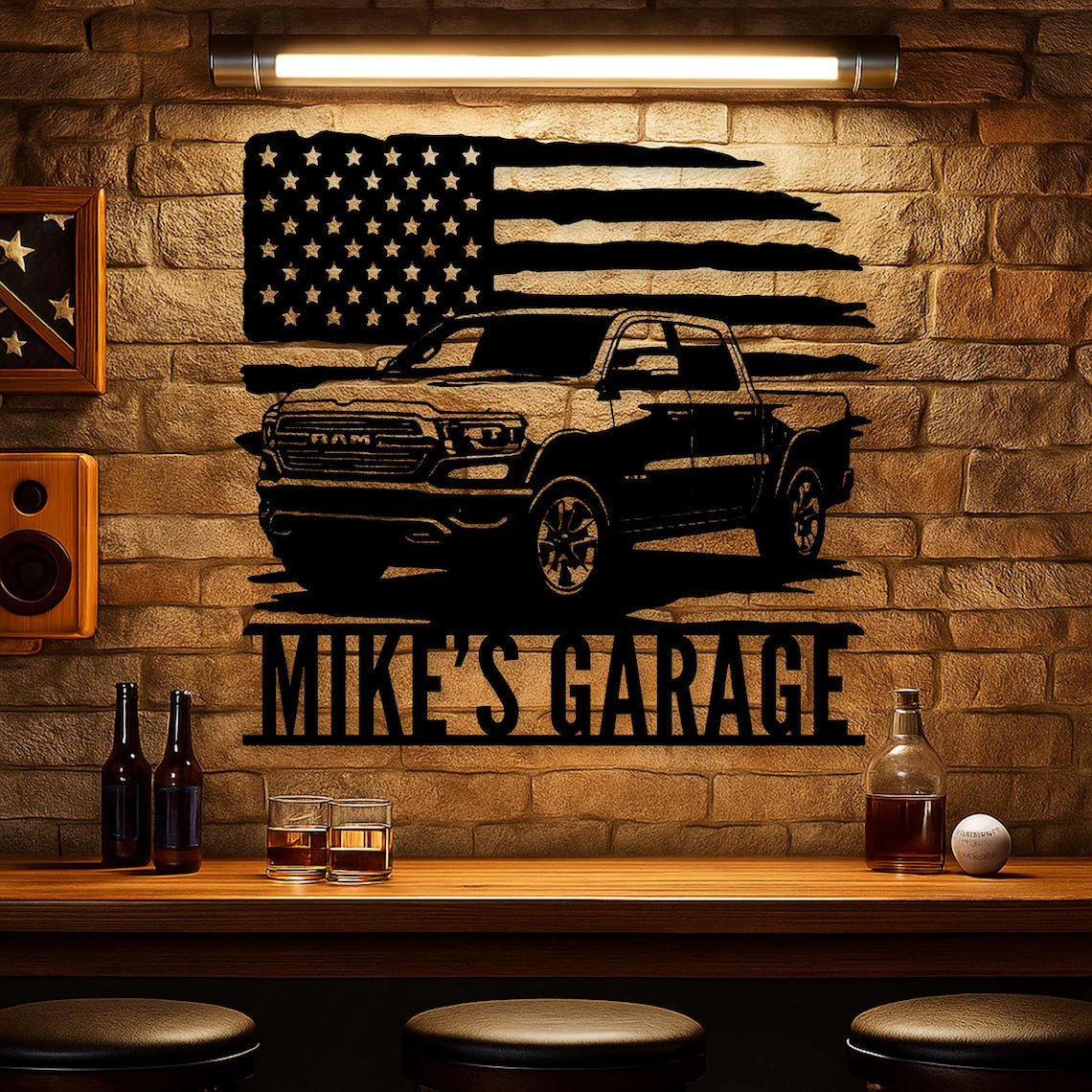 Personalized Vintage RAM Garage Sign: Custom Metal Car sign